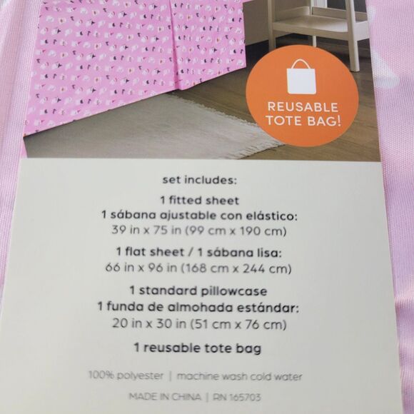 Halloween Pink White Cute Ghosts Boos & Bones TWIN 4pc Sheets Set Girls Bedding - Picture 5 of 11